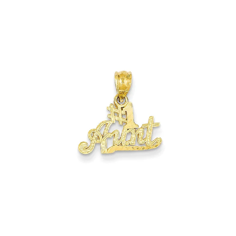 14k Yellow Gold #1 Aunt Pendant, 16mm