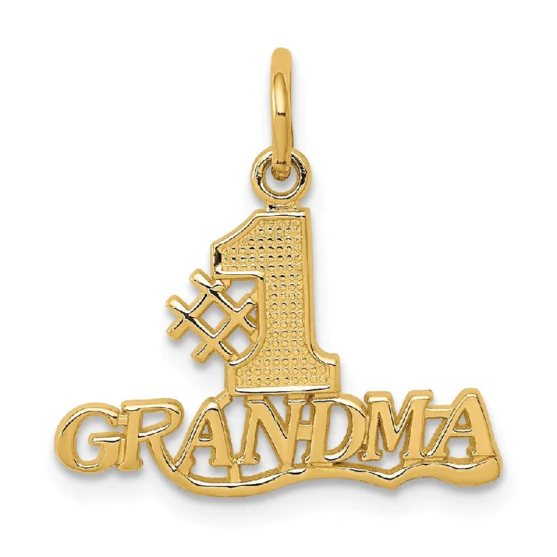 14k Yellow Gold #1 Grandma Charm or Pendant, 18mm