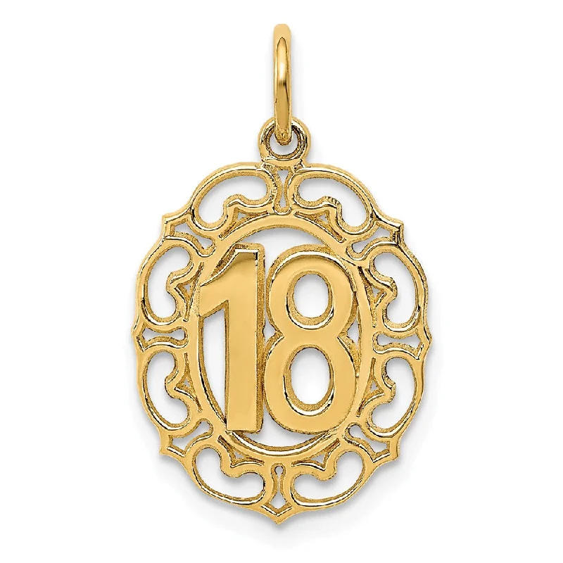 14k Yellow Gold 18 Oval Charm or Pendant, 14mm