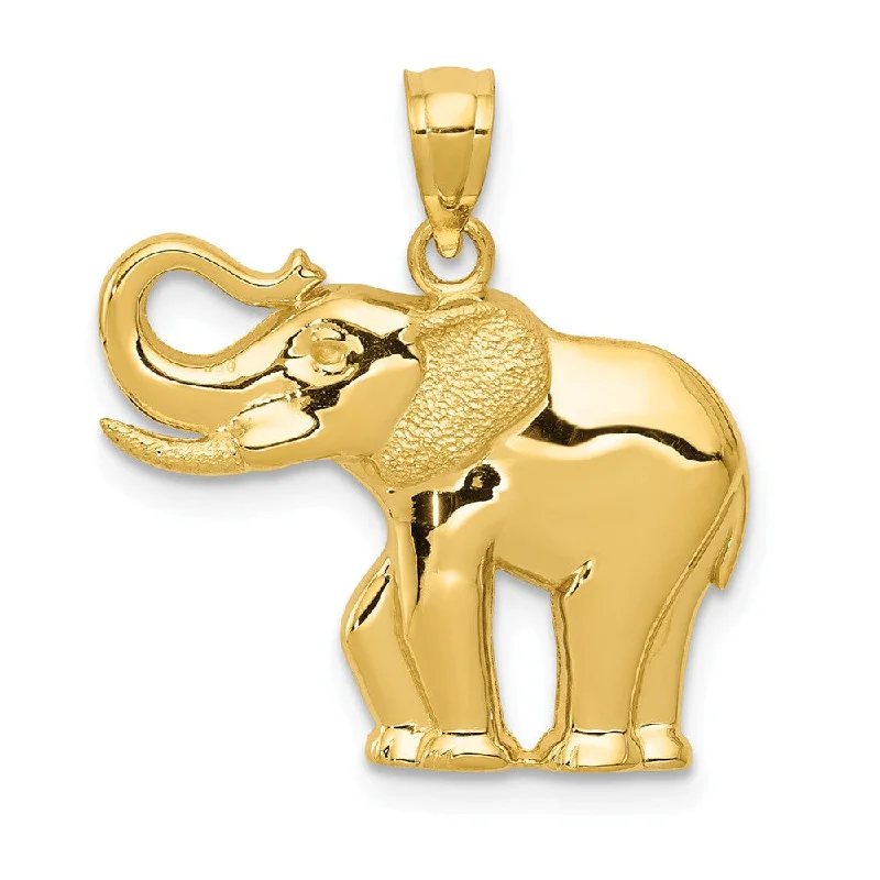 14k Yellow Gold 2D Elephant Pendant, 20mm (3/4 Inch)