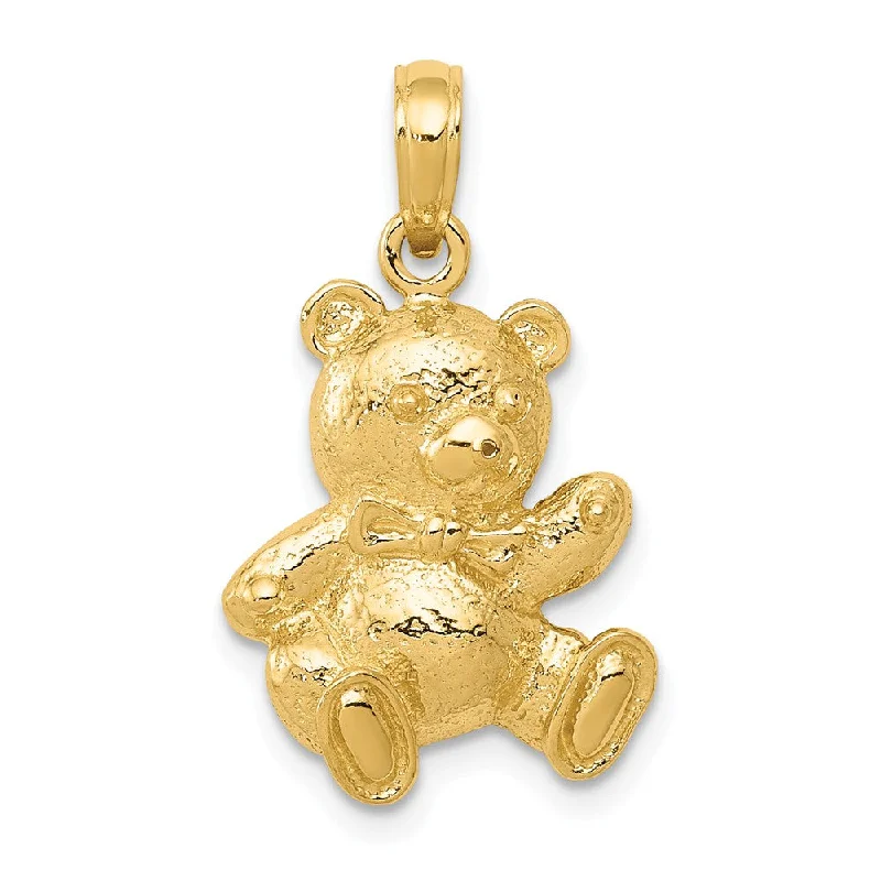 14k Yellow Gold 2D Teddy Bear Pendant