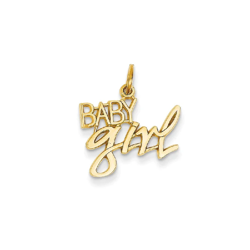 14k Yellow Gold Baby Girl Charm or Pendant, 19mm