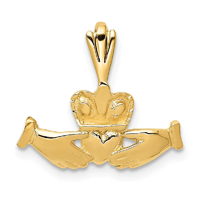 14k Yellow Gold Claddagh Pendant, 16mm (5/8 inch)