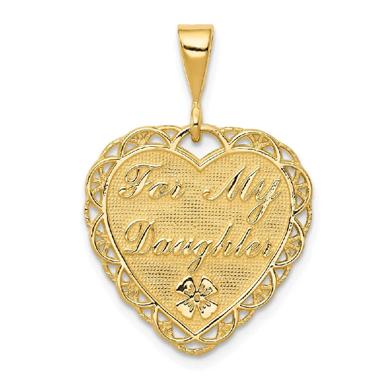 14k Yellow Gold For My Daughter Heart Pendant, 20mm