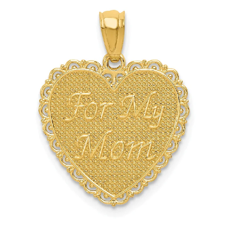 14k Yellow Gold For My Mom Pendant, 18mm