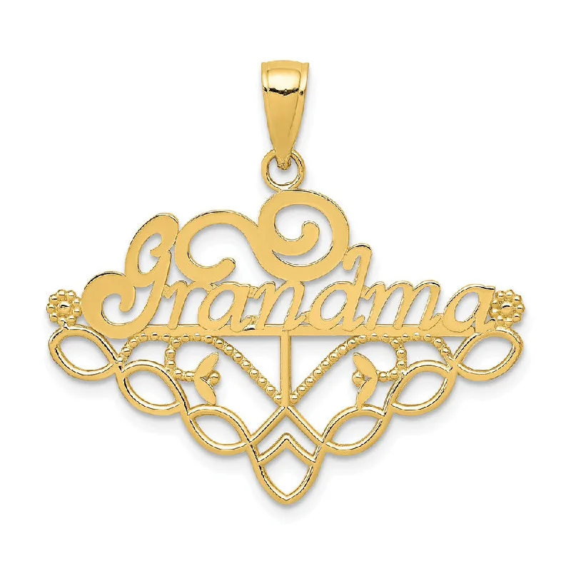 14k Yellow Gold Grandma Birthstone Charm Holder Pendant, 33mm