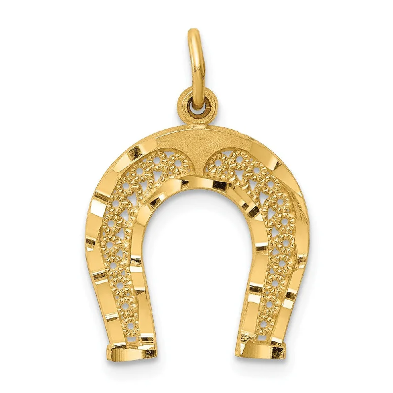 14k Yellow Gold Horseshoe Charm or Pendant, 15mm (9/16 inch)