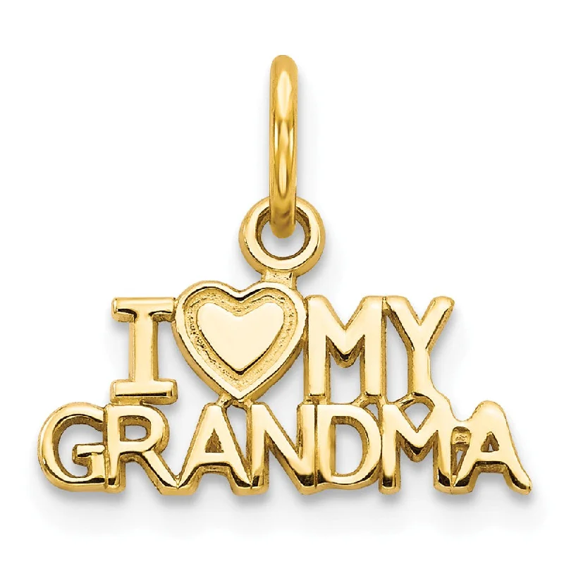 14k Yellow Gold I Love My Grandma Charm or Pendant, 15mm