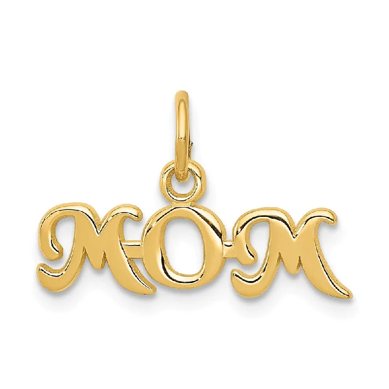 14k Yellow Gold Mom Charm or Pendant, 19mm