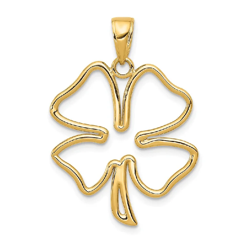 14k Yellow Gold Open Four Leaf Clover Pendant, 21mm (13/16 inch)