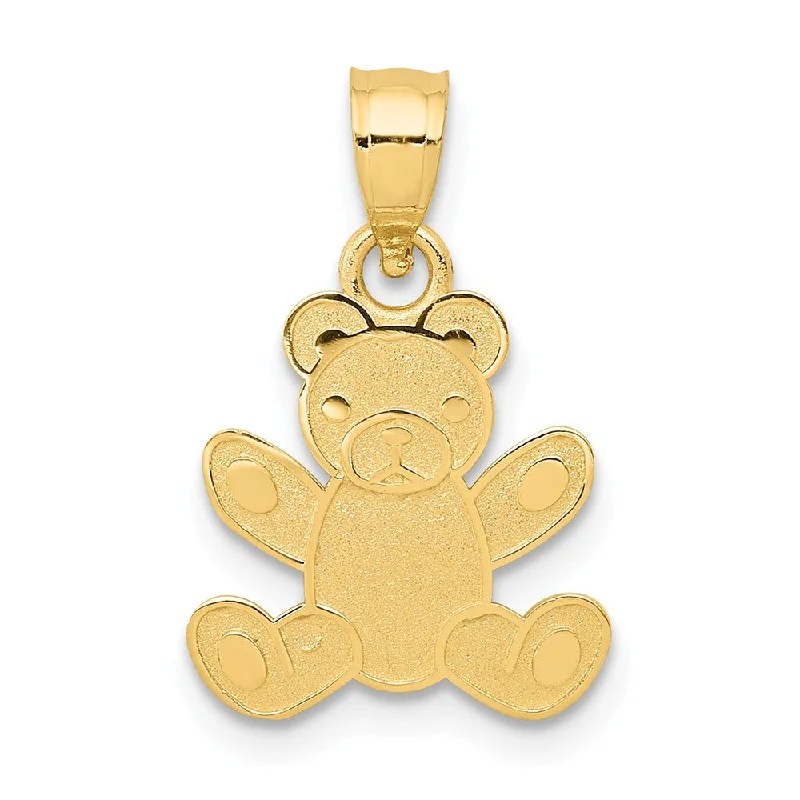 14k Yellow Gold Polished Teddy Bear Pendant, 11mm (7/16 inch)