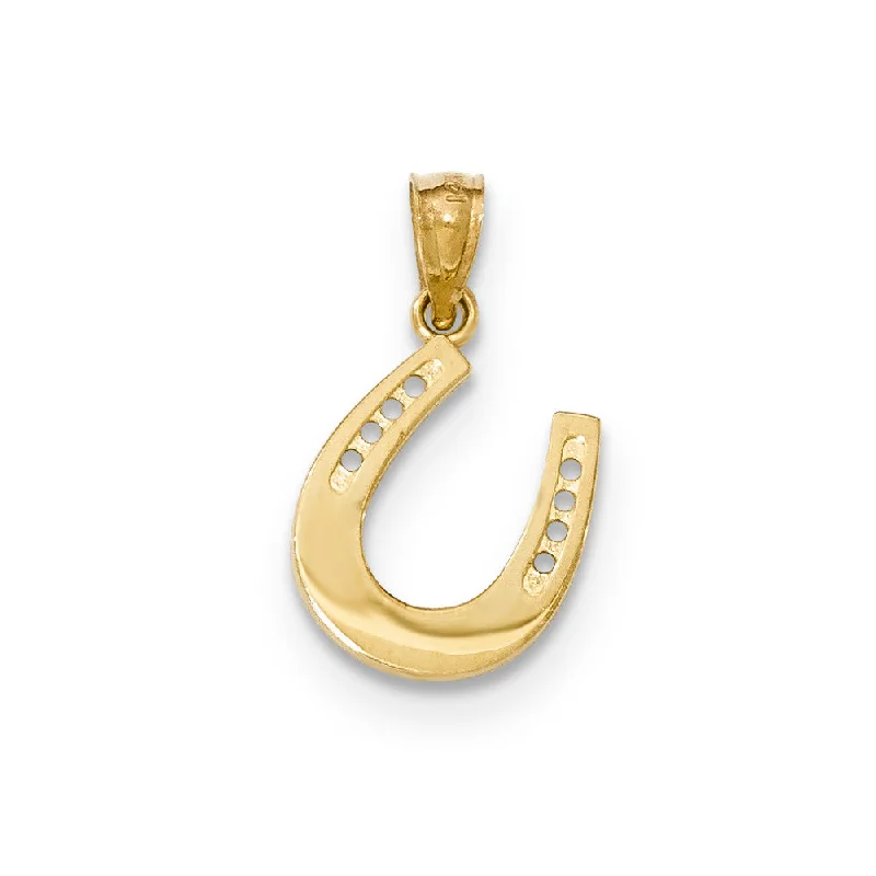 14k Yellow Gold Reversible Horseshoe Pendant, 13 x 20mm