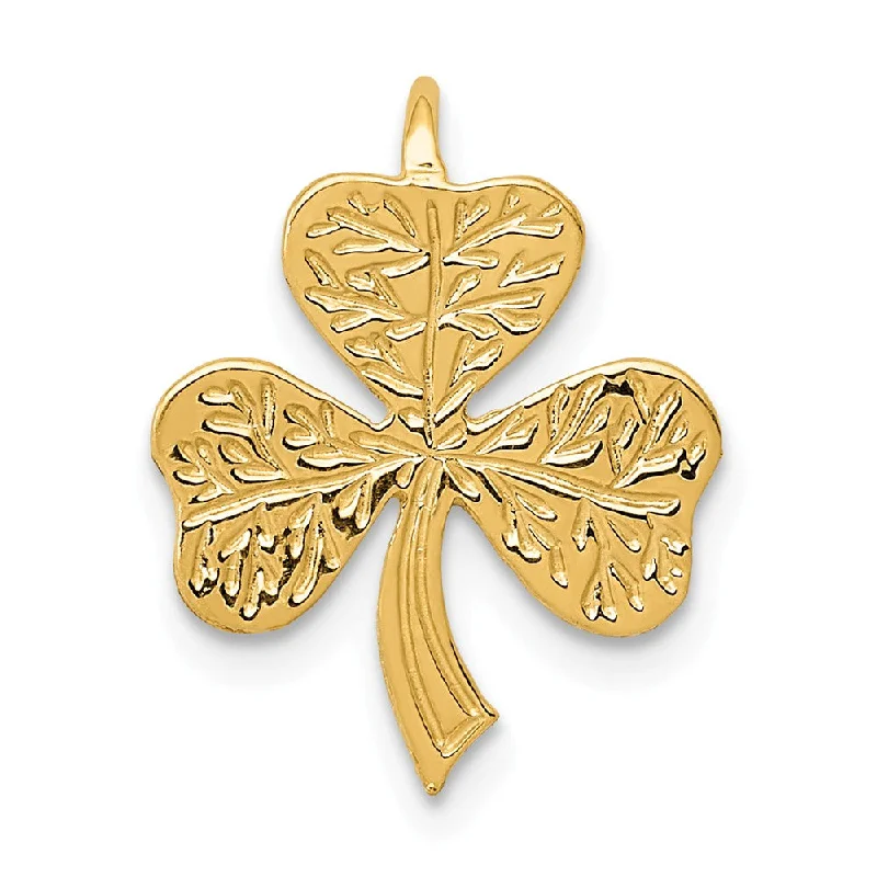 14k Yellow Gold Shamrock Slide Pendant, 13mm (1/2 inch)