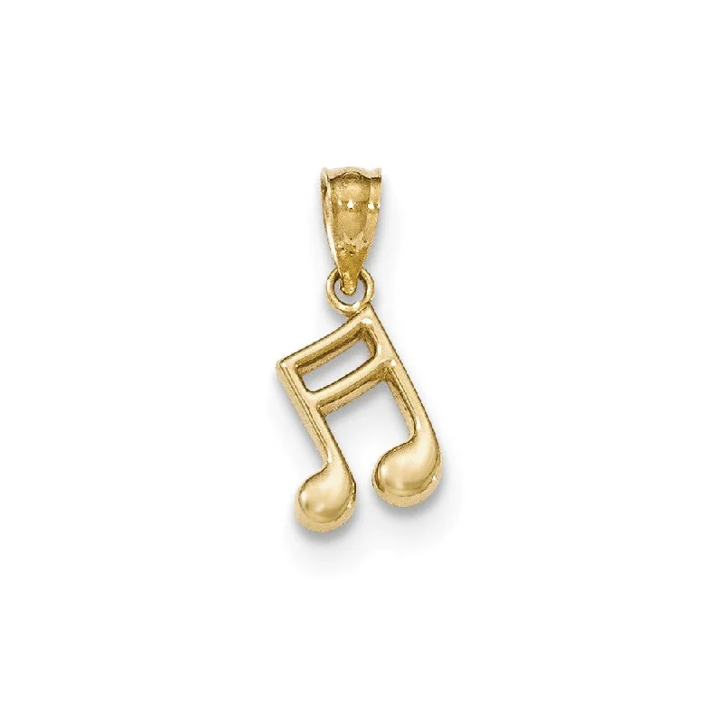 14k Yellow Gold Small 2D Double Note Pendant, 8mm (5/16 inch)