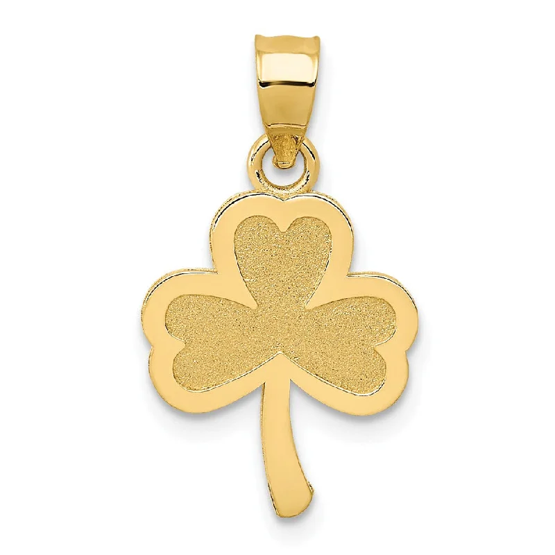 14k Yellow Gold Three Leaf Clover Pendant, 12mm (7/16 inch)