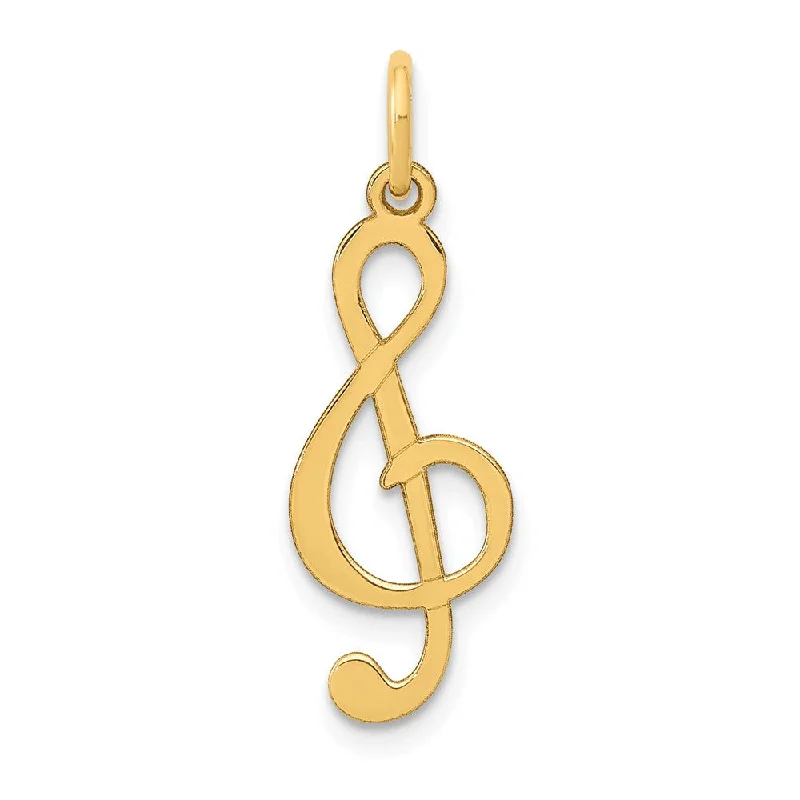 14k Yellow Gold Treble Clef Charm or Pendant, 8mm (5/16 inch)