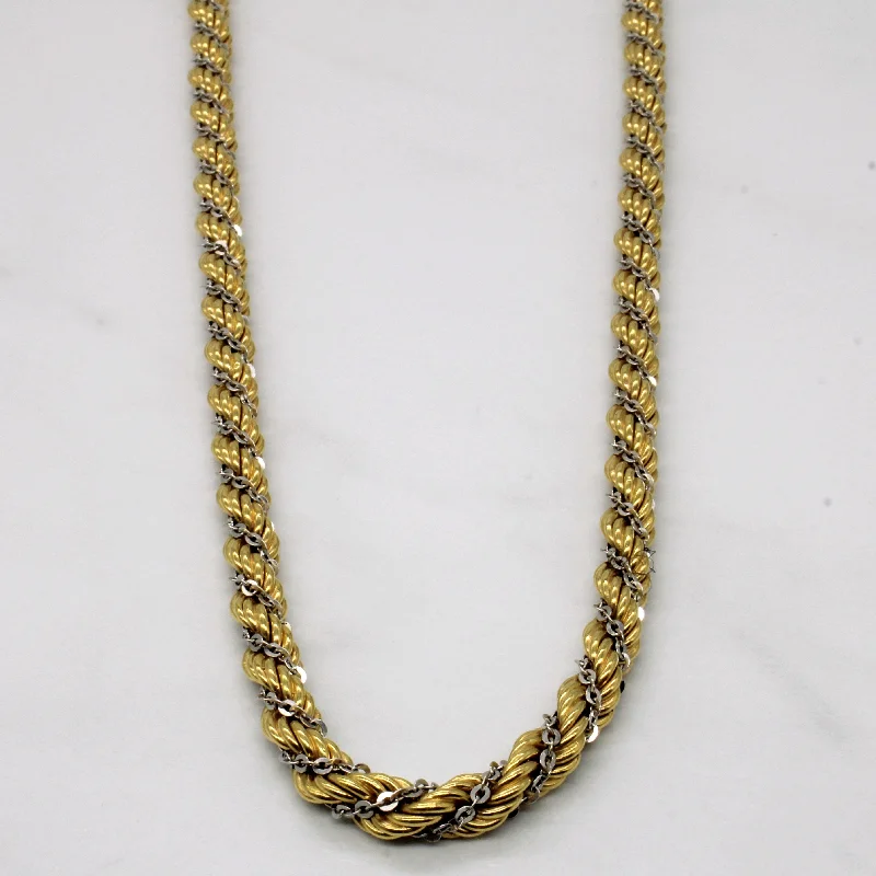 Vintage Italian 18k Two Tone Gold Rope Chain | 22" |