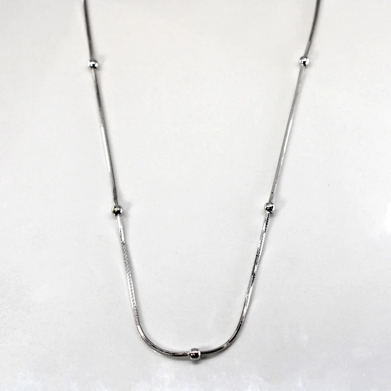 18k White Gold Beaded Chain | 19.5"|