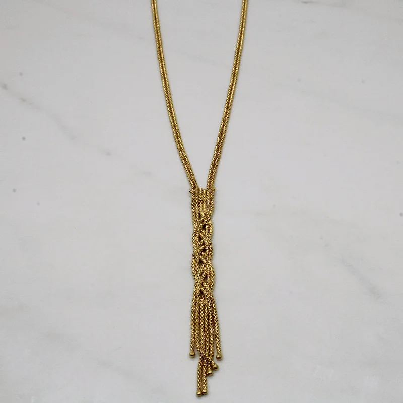 18k Yellow Gold Braided Bead Necklace | 16" |