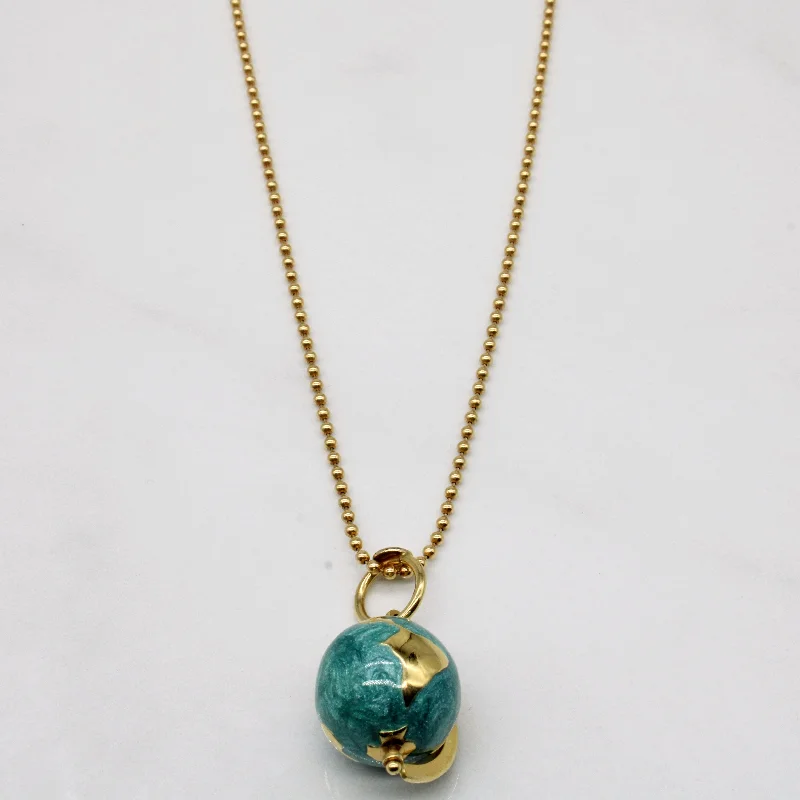 18k Yellow Gold & Enamel Glob Pendant & Necklace | 17" |