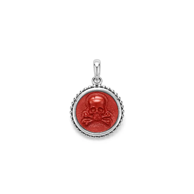 Anthem Small Red Jasper Skull Crossbone Amulet