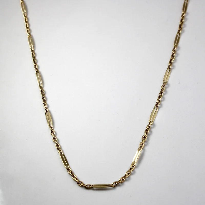 Bar and Ring Yellow Gold Linked Chain | 24"|