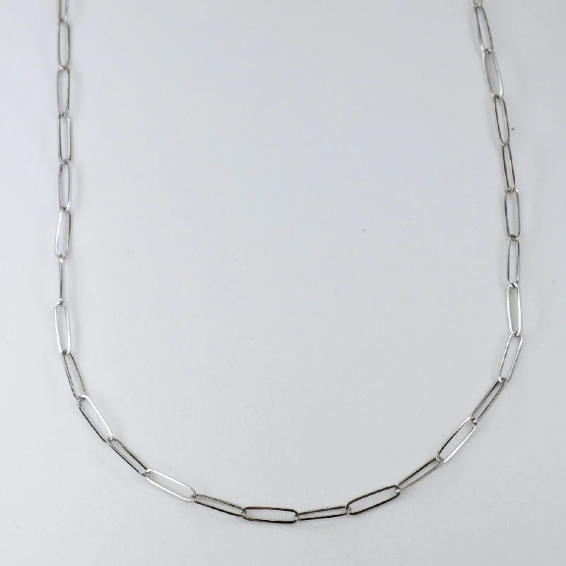 '100 Ways' White Gold Paperclip Chain | 20" |