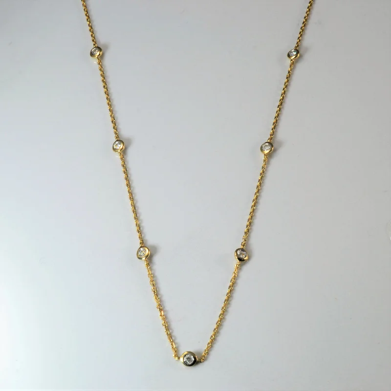 Bezel Set Diamond Station Choker | 0.21ctw| 18"