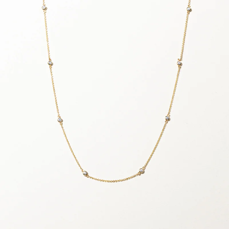 Bezel Set Diamond Necklace | 18"|