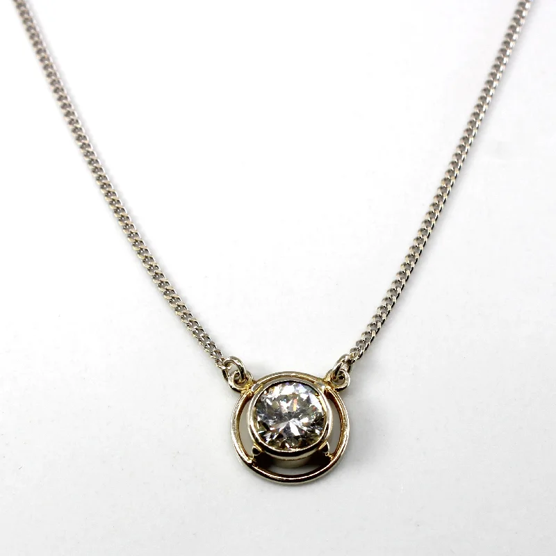 Bezel Set Diamond Pendant Necklace | 1.00ct SI1/SI2 J/K| 15"|