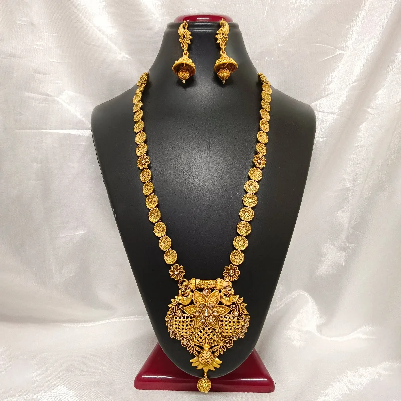 Bhavi Jewels Kundan Stone Gold Plated Necklace Set