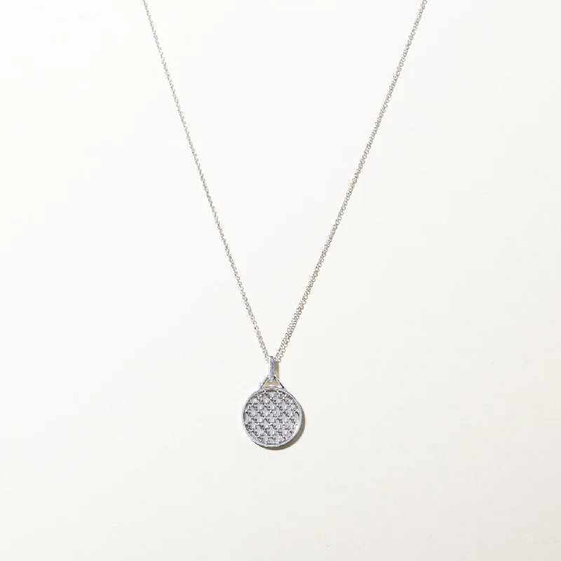 'Birks' Textured Diamond Pendant Necklace | 0.08ctw |18"|