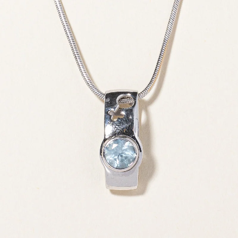 Blue Topaz 'Amore' Pendant Necklace | 0.90ct | 18" |