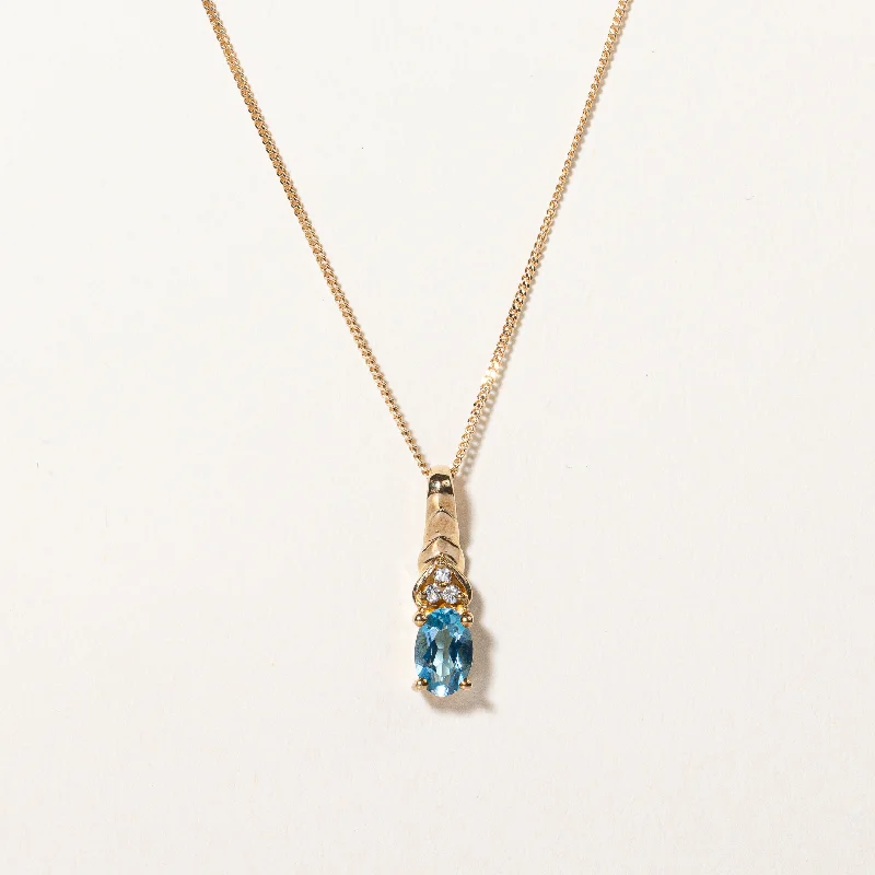 Blue Topaz & Diamond Pendant Necklace | 0.38ct, 0.015ctw | 16" |