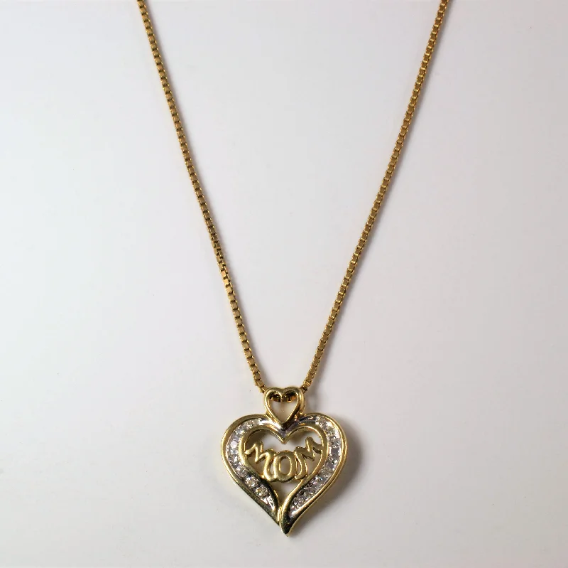 Diamond Heart Mom Necklace | 0.16ctw | 24" |