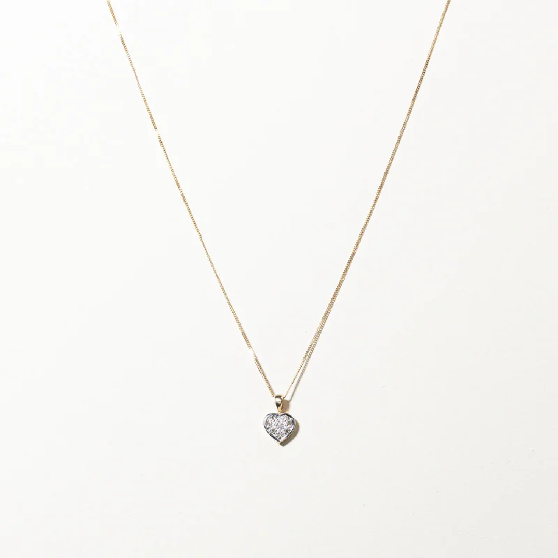 Cluster Diamond Heart Pendant Necklace | 0.04ctw | 17"|