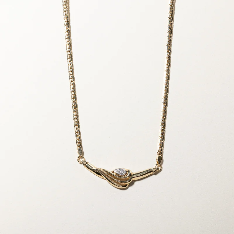 Cluster Diamond Textured Gold Necklace | 0.08ctw | 18"|