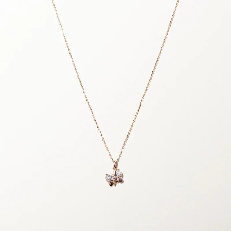 Diamond Butterfly Necklace | 0.03ctw |18"|