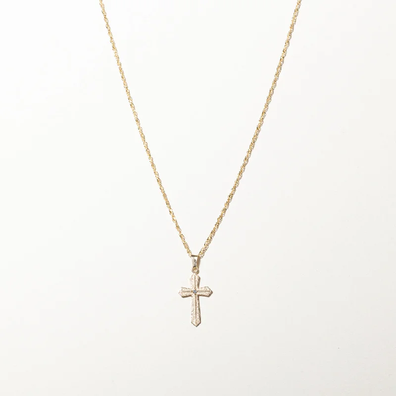 Diamond Cross Pendant Necklace | 0.01ct | 15"|