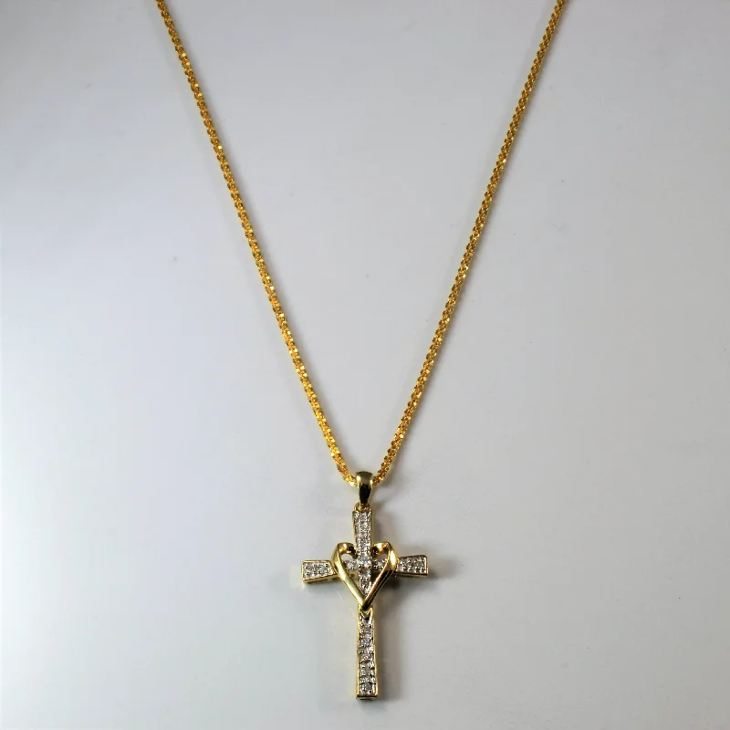 Diamond Heart Cross Necklace | 0.16ctw | 18" |