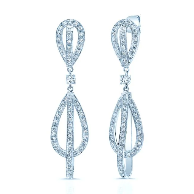 Diamond Drop Earrings In 18k White Gold (4/5 Ct. Tw,)