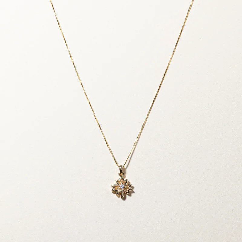 Diamond Maple Leaf Pendant Necklace | 0.03ct | 18"|