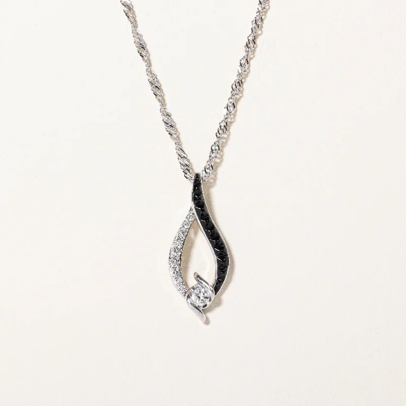 Diamond & Onyx Pendant Necklace | 0.25ctw, 0.10ctw | 18" |