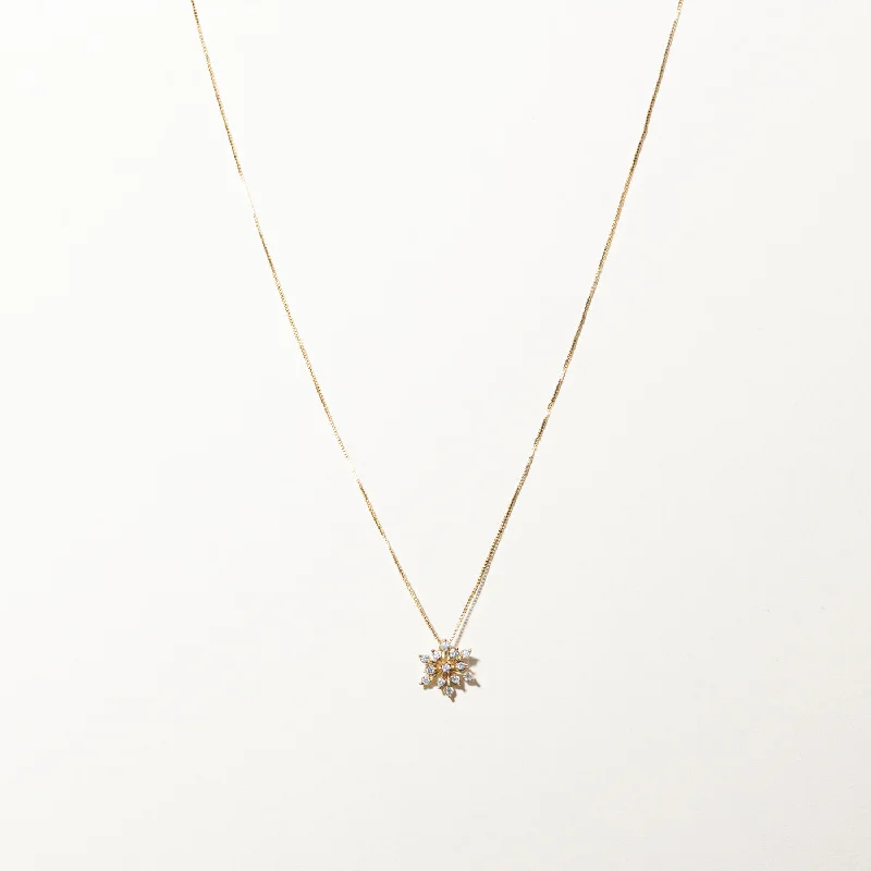 Diamond Snowflake Pendant Necklace | 0.13ctw | 20"|