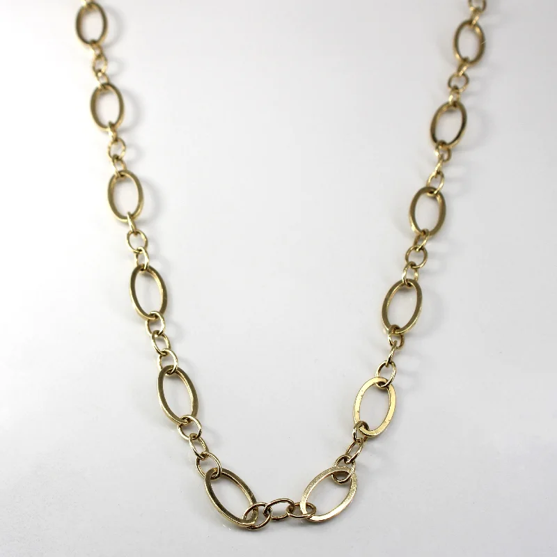 Elongated Rolo Link Long Gold Necklace | 36"|