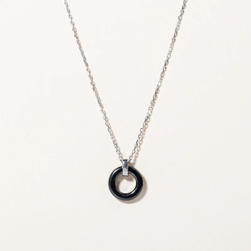 Hematite & Diamond Pendant Necklace | 1.80ct, 0.03ctw | 16" |