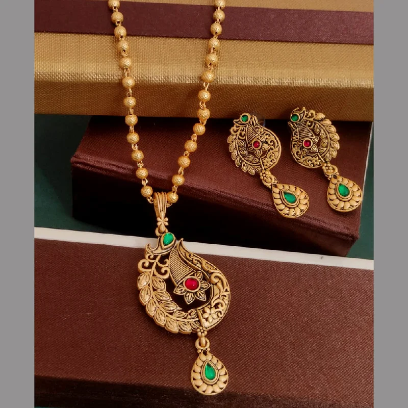 H K Fashion Gold Plated Pota Long Necklace Set