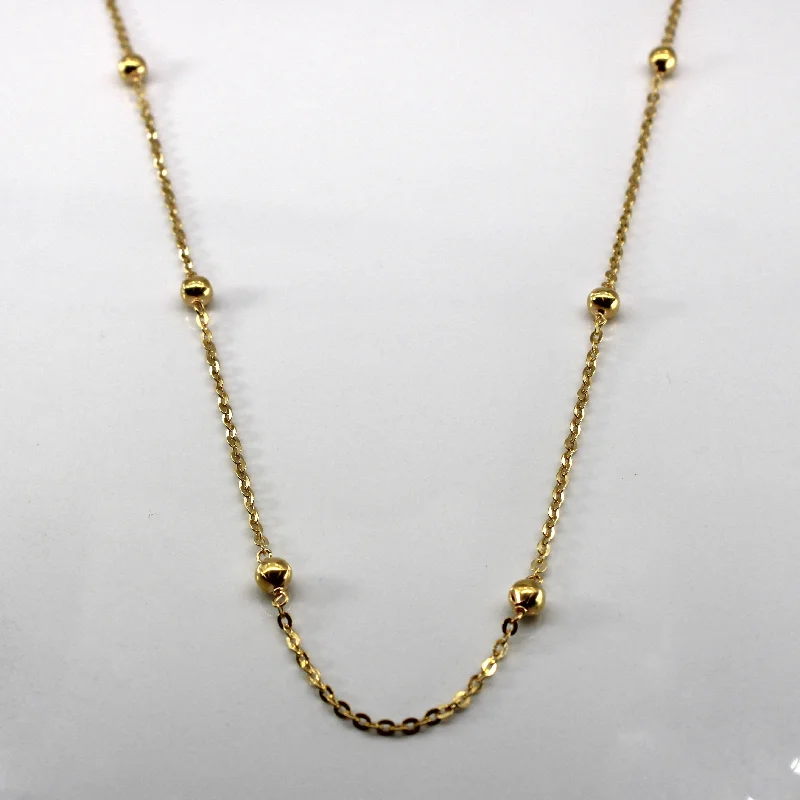 Rolo Chain with Beads Gold Necklace | 46"|