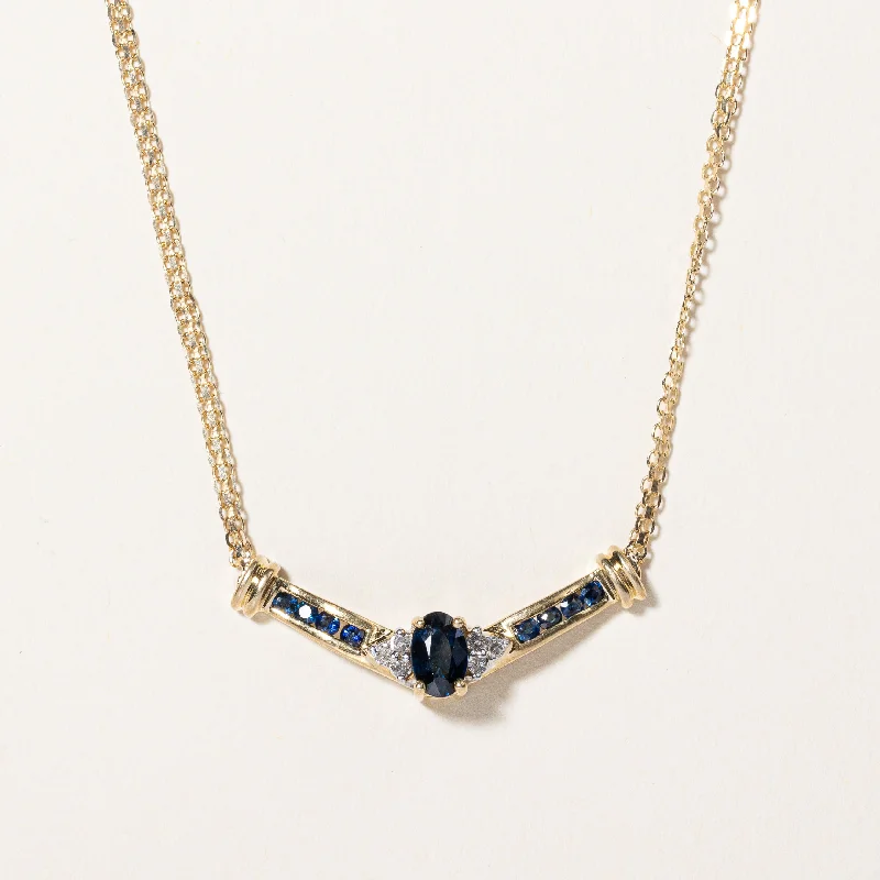 Sapphire & Diamond Pendant Necklace | 0.40ctw, 0.05ctw | 17" |