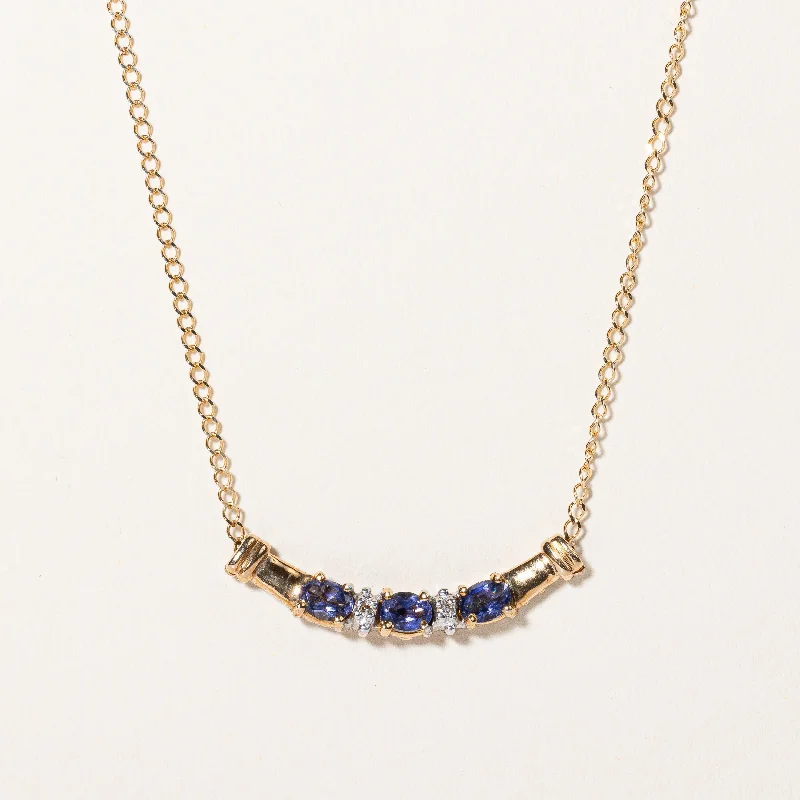 Sapphire & Diamond Scoop Pendant Necklace | 0.60ctw, 0.01ctw | 16" |